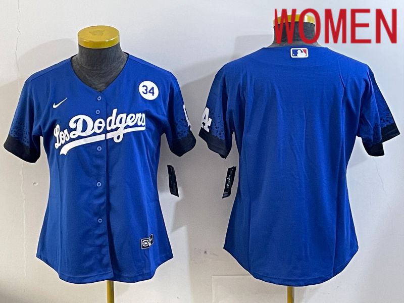 Women Los Angeles Dodgers blank 2024 blue jersey 202411285